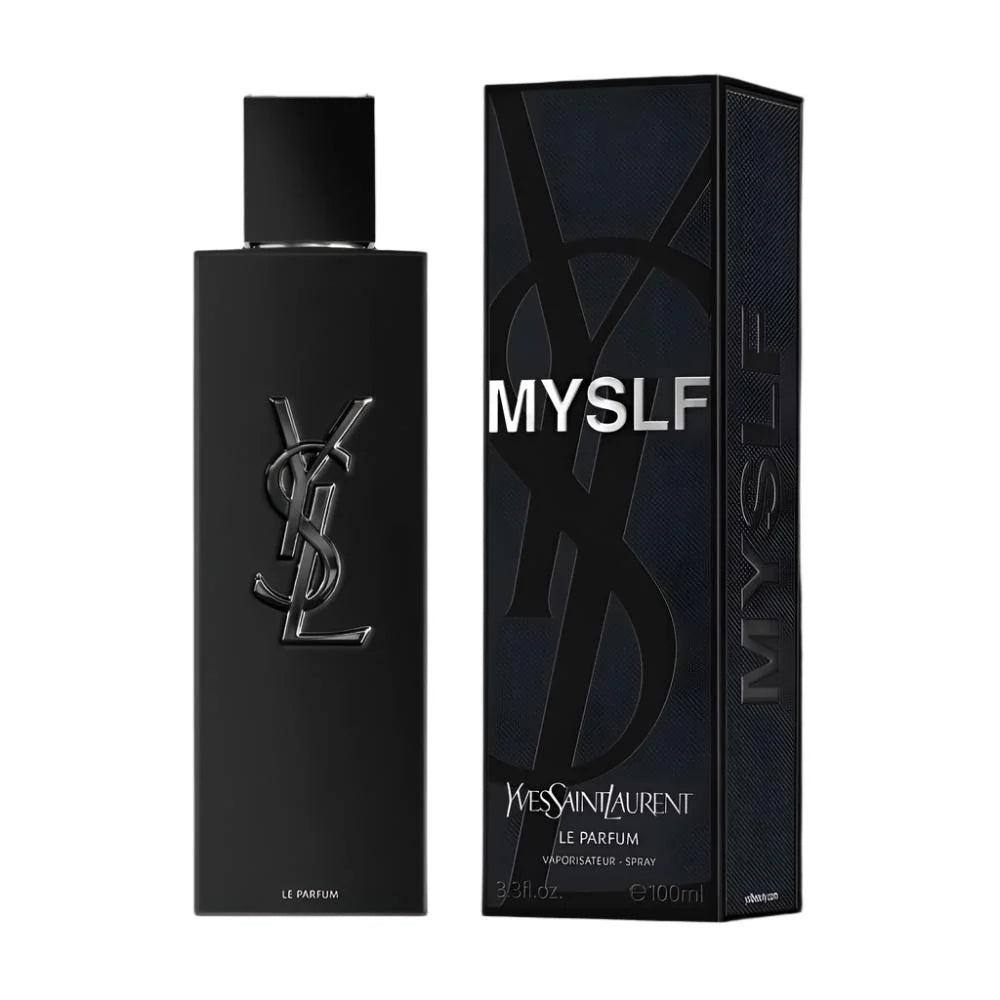 Yves Saint Laurent MYSLF Le Parfum Eau De Parfum for Men in 100ml bottle, elegant black and gold packaging with fragrance spray