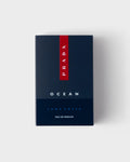 Prada Luna Rossa Ocean men's perfume bottle with sleek blue design, 100ml size, displayed on a neutral background.