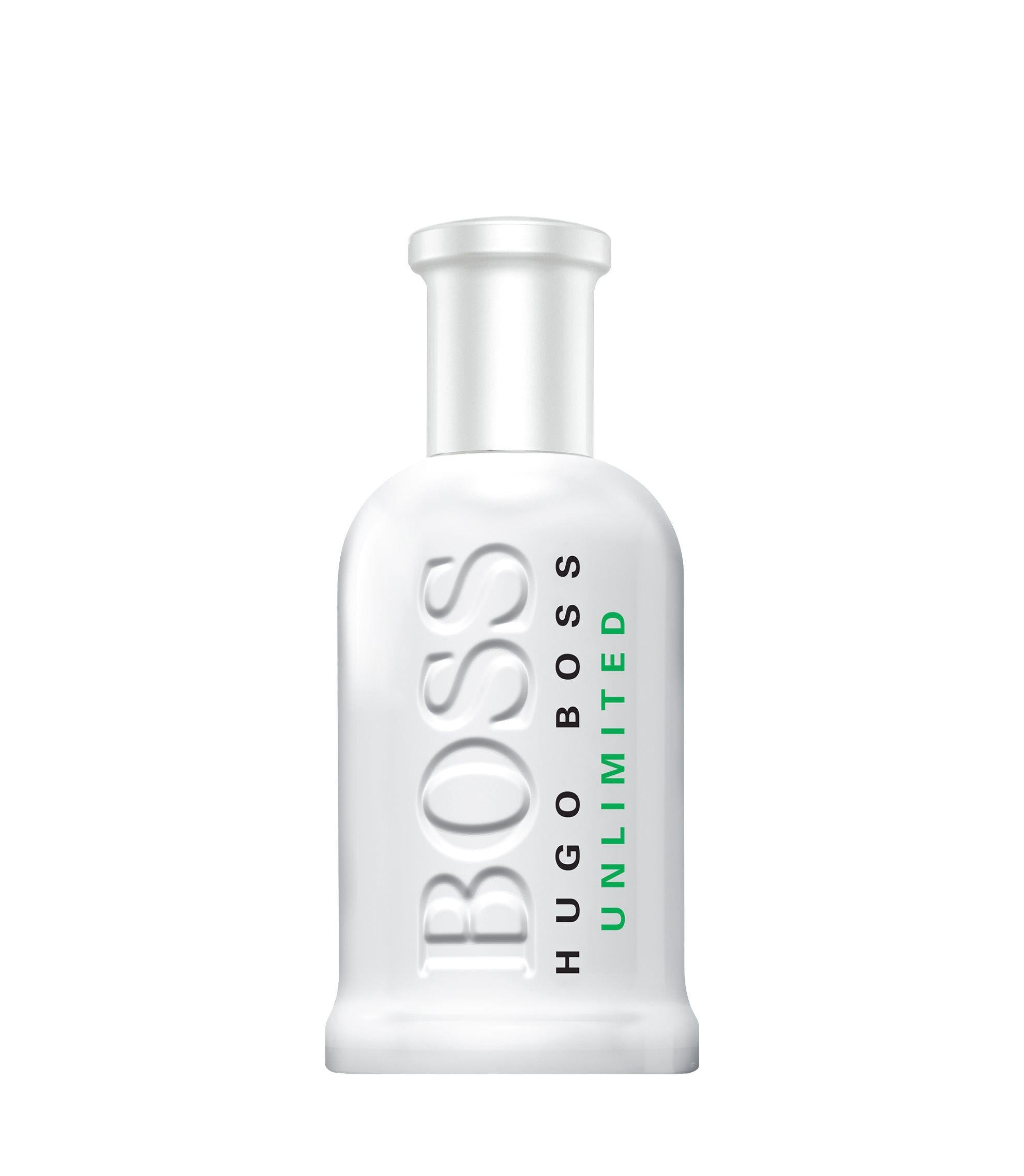 BOSS Bottled Unlimited Eau De Toilette 100ml for men, featuring a sleek bottle with a silver cap and modern design.