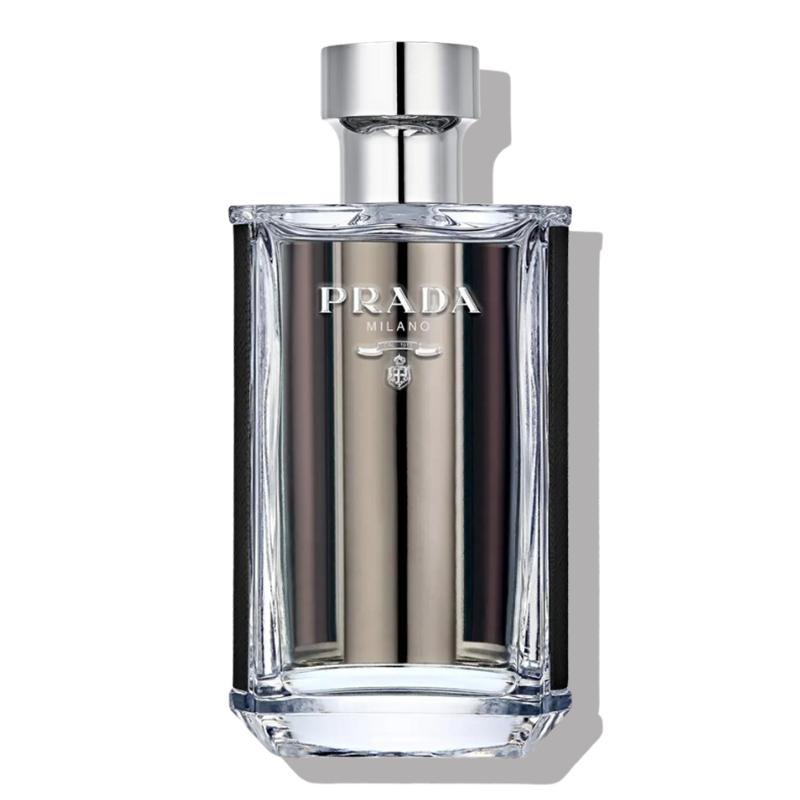 Prada L’Homme Eau De Toilette 100ml men's perfume bottle with sleek design and minimalist packaging.