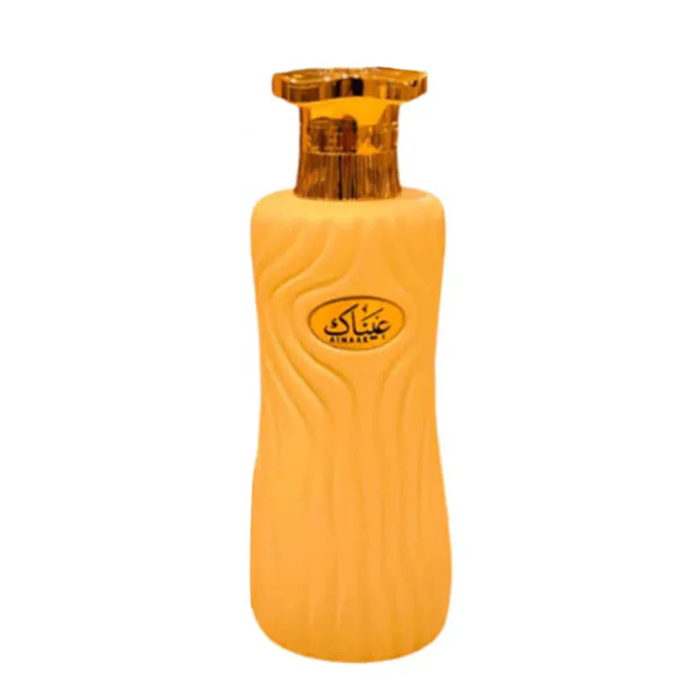 Ahmed Al Maghribi Ainak Eau de Parfum 100ml for women, elegant glass bottle with floral and fruity notes, luxurious fragrance.