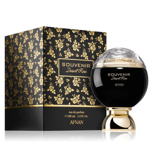 Afnan Souvenir Desert Rose Eau De Parfum 100ml for women, elegant glass bottle with floral and desert-inspired design.