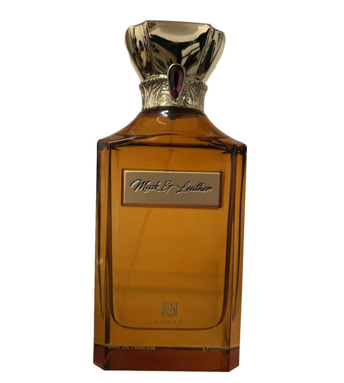 Ahmed Al Maghribi Musk & Leather Eau de Parfum 100ml for men and women, with elegant bottle design and fragrance details.