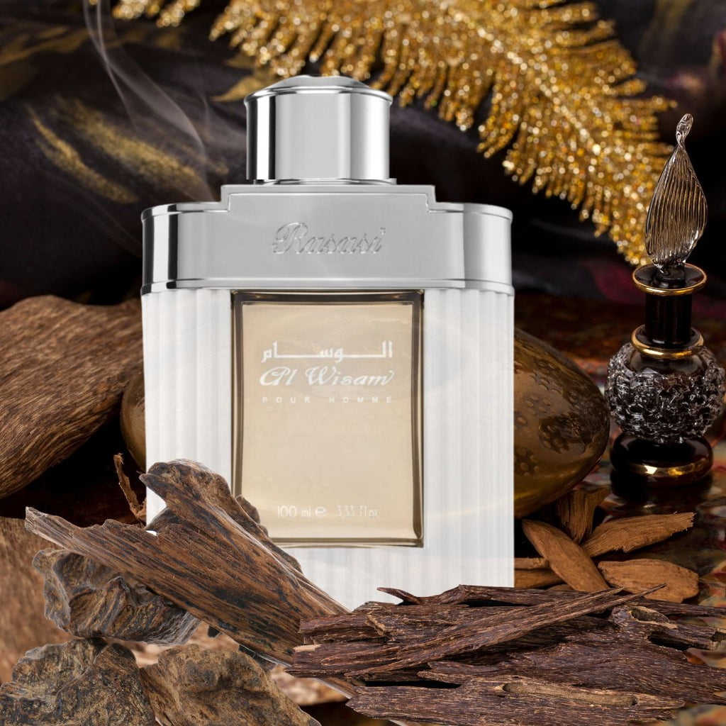 Rasasi Al Wisam Day Pour Homme Eau De Parfum 100ml bottle, elegant design, for men, with a sleek, modern appearance