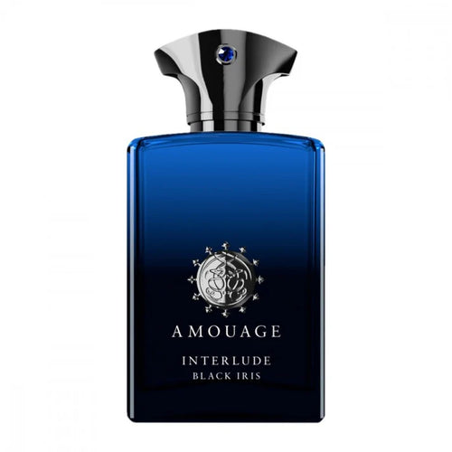 Amouage Interlude Black Iris Eau de Parfum 100ML bottle with dark design and elegant cap, showcasing luxury fragrance.