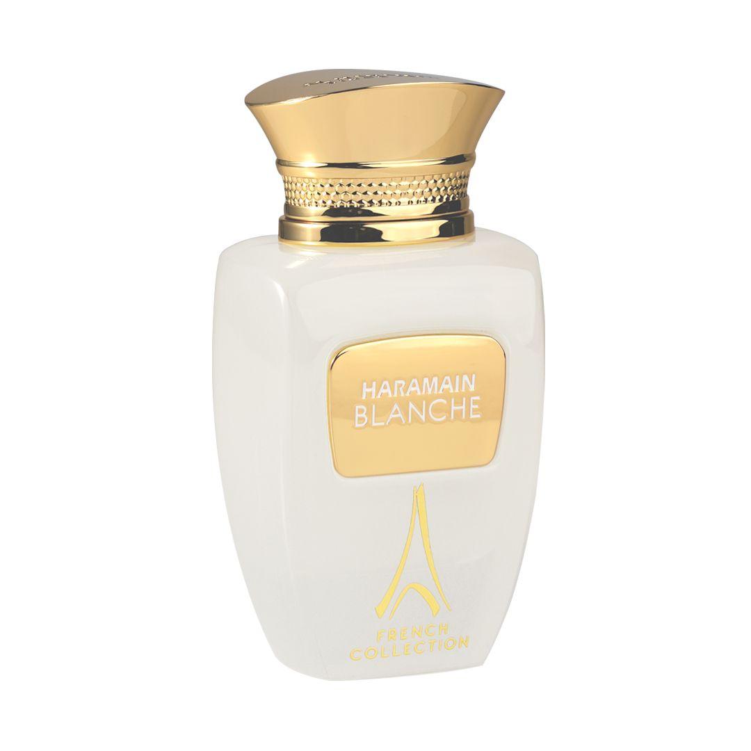 Al Haramain Blanche French Collection Eau de Parfum 100ml for men and women, elegant bottle with a sleek design.