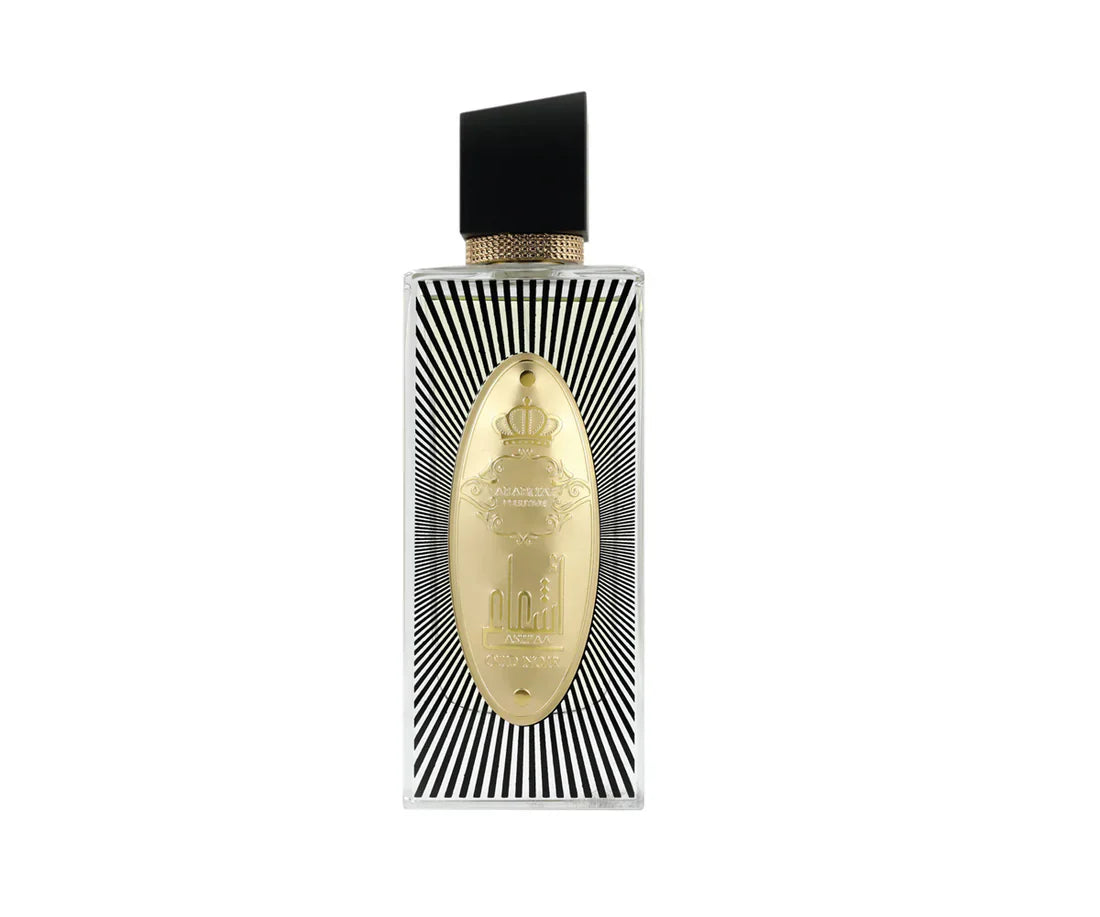Arabiyat Prestige Ash'aa Oud Noir Eau De Parfum bottle in 110ml with elegant black and gold packaging for men and women.