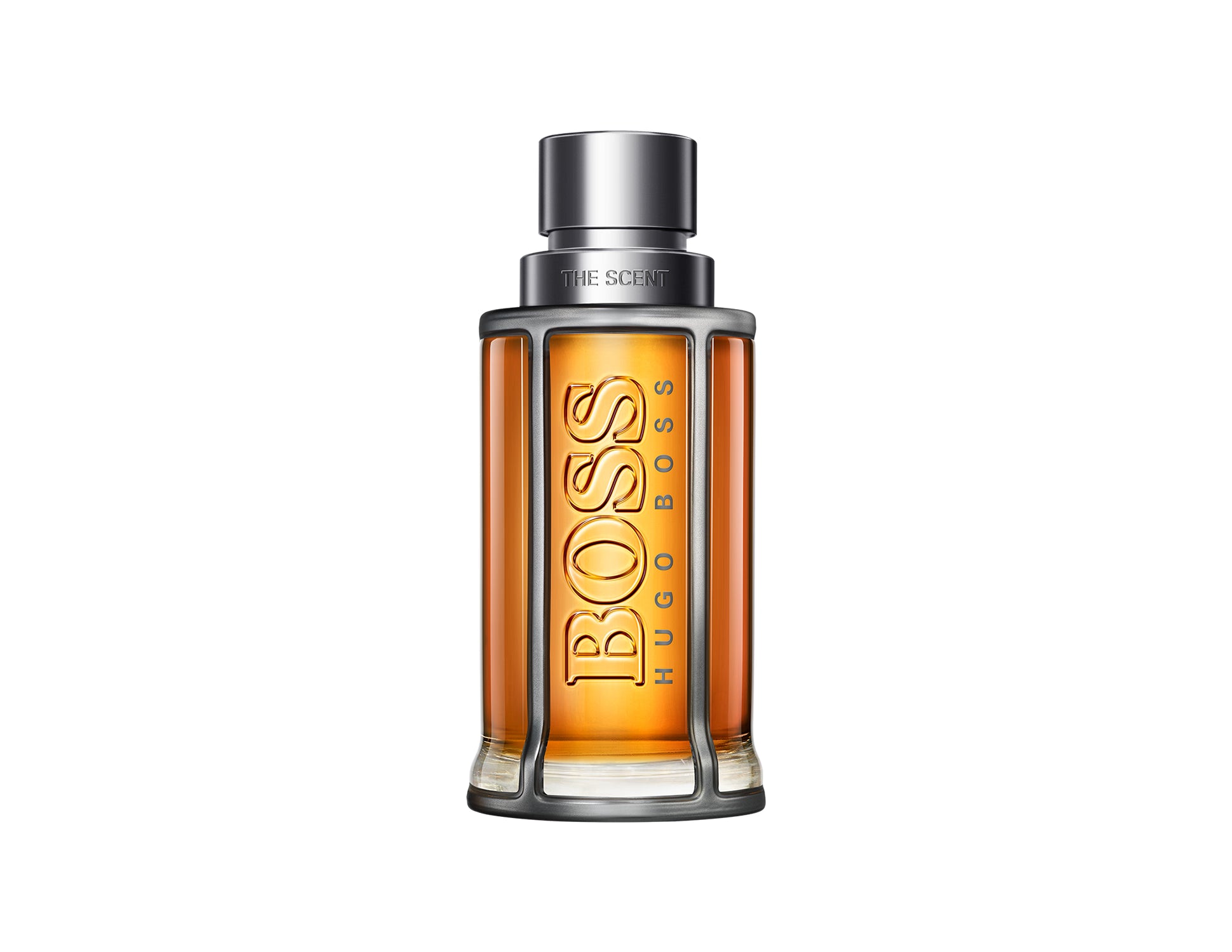 BOSS The Scent Eau De Toilette 100ml for men, featuring a sleek bottle with a dark glass design and silver cap.
