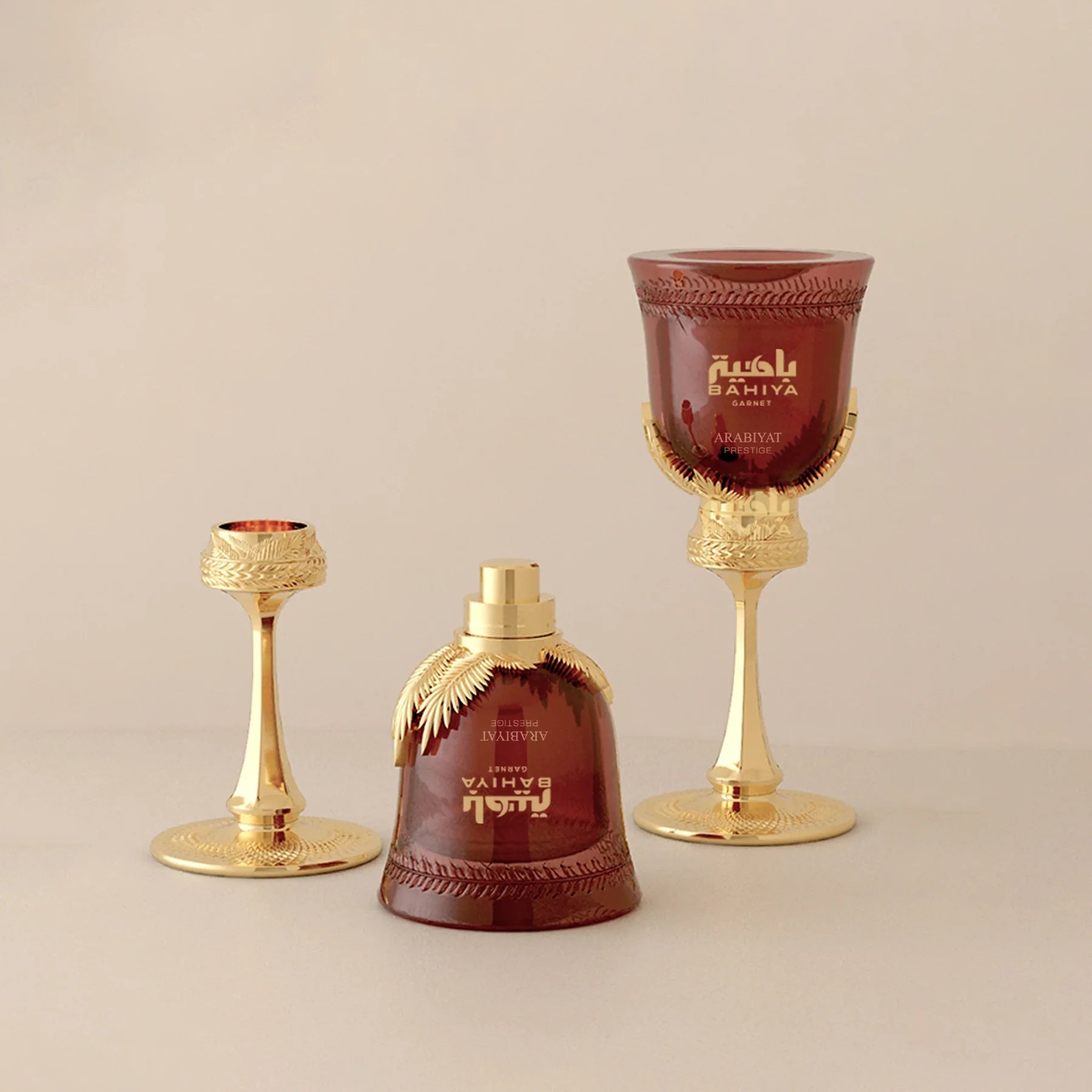 Arabiyat Prestige Bahiya Garnet Eau de Parfum bottle for women, featuring elegant design and rich, floral scent in a 100ml size.