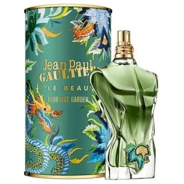Jean Paul Gaultier Le Beau Paradise Garden Eau De Parfum for Men, 125ml, with floral and fruity notes, bottle with colorful design.