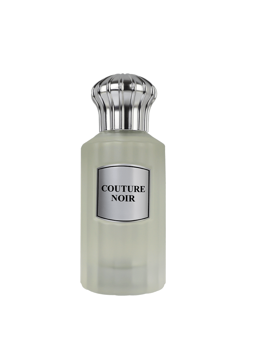 Ahmed Al Maghribi Couture Noir Eau de Parfum 100ml for men and women, featuring a sleek black bottle with elegant design details.