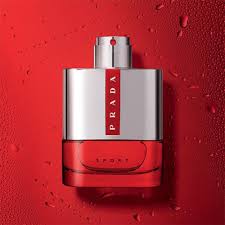 Prada Luna Rossa Sport men's Eau De Toilette 100ml bottle with sleek silver packaging and Prada branding.