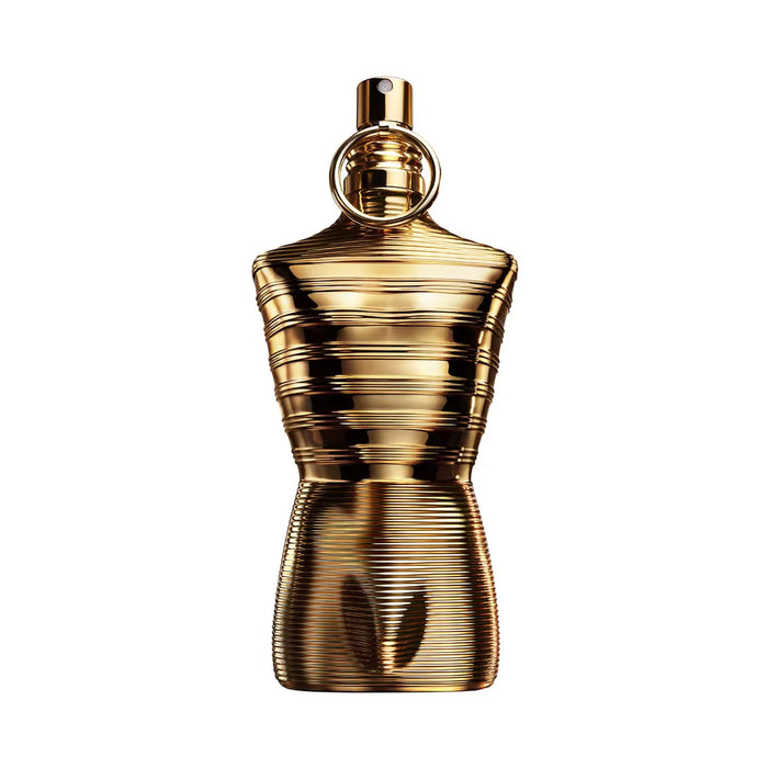 Jean Paul Gaultier Le Male Elixir Absolu perfume bottle for men, 125 ml, with sleek design and elegant fragrance presentation.