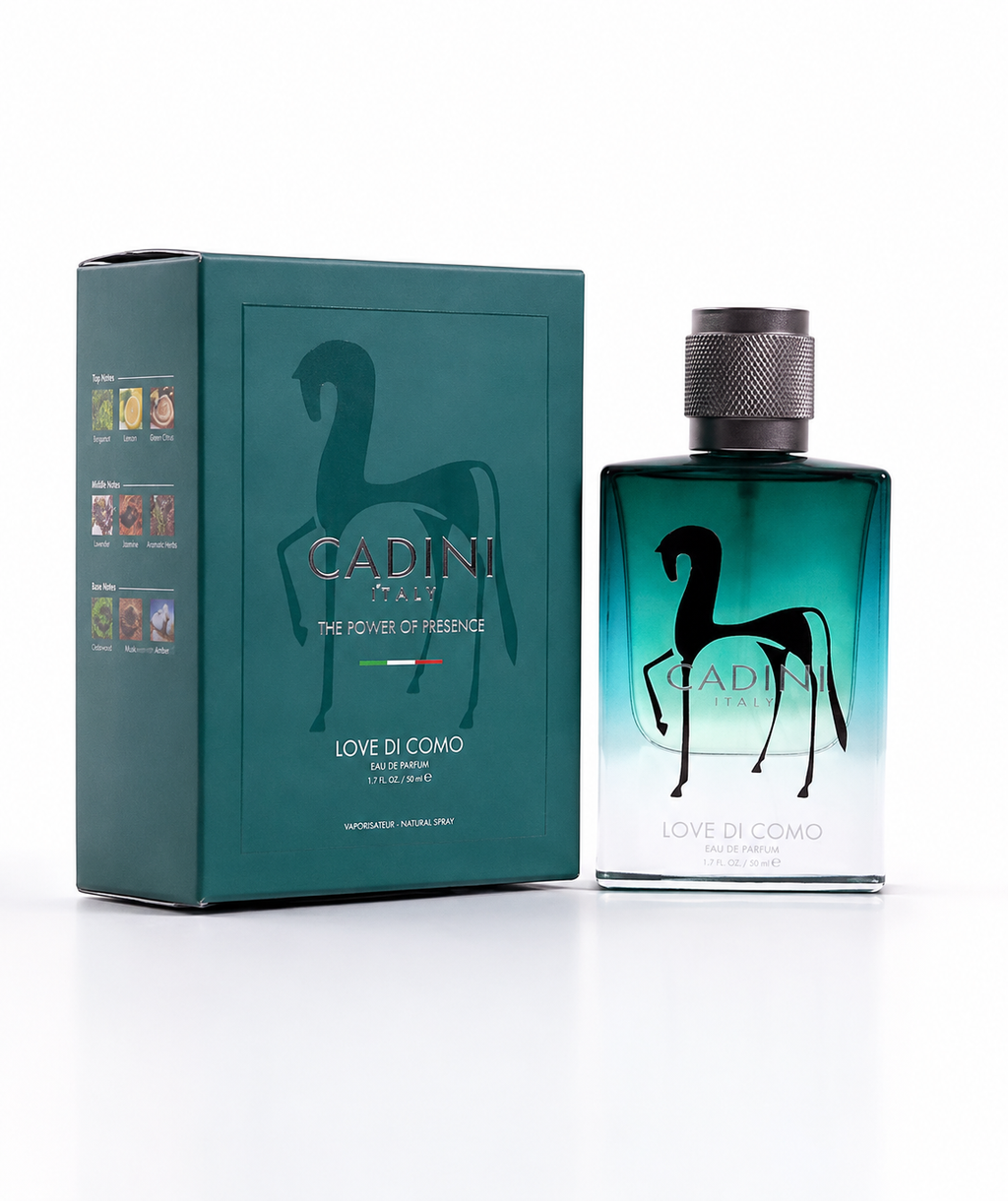Cadini Italy Love Di Como Eau De Parfum 50ml for women, elegant glass bottle with floral and citrus fragrance notes.