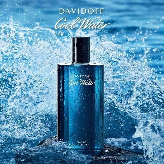 Davidoff Cool Water men's eau de toilette bottle with 125ml size, featuring a sleek blue design and silver cap