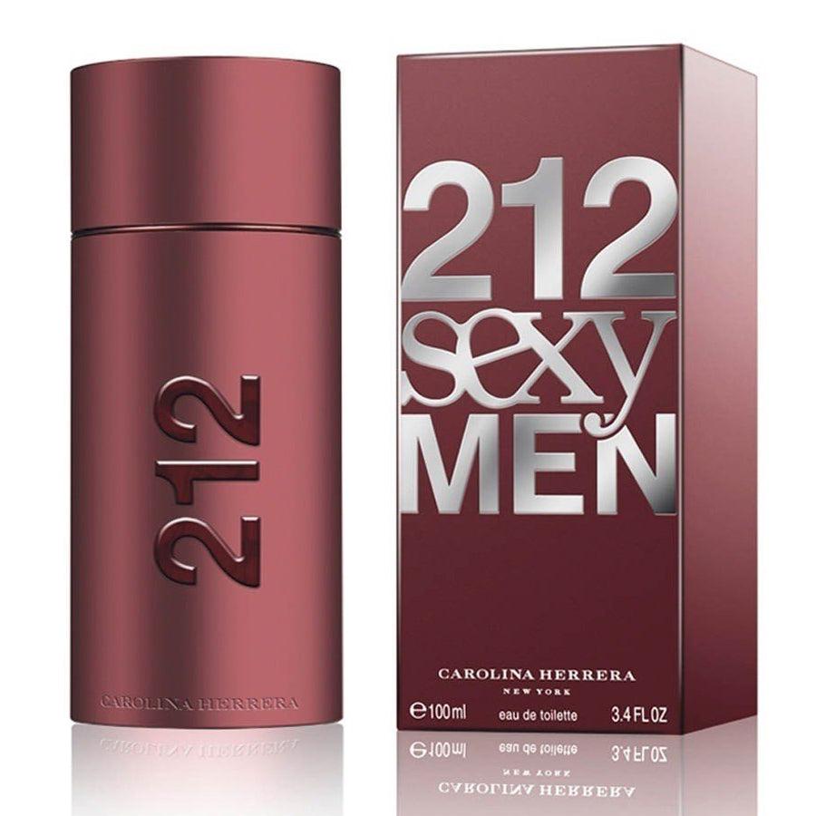 Carolina Herrera 212 Sexy Men Eau De Toilette bottle with 100ml size, featuring sleek packaging and modern design.