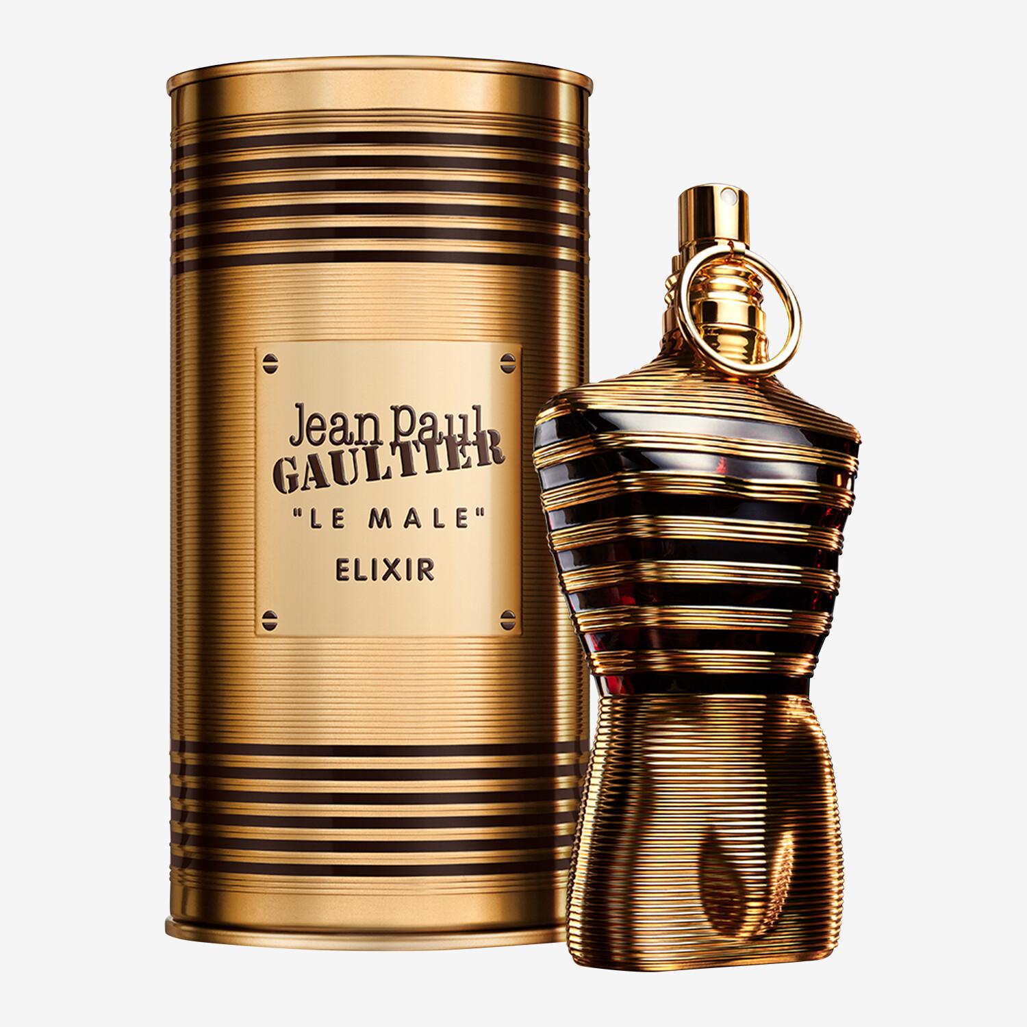 Jean Paul Gaultier Le Male Elixir Eau De Parfum 125ml bottle with silver cap and sleek black packaging for men.