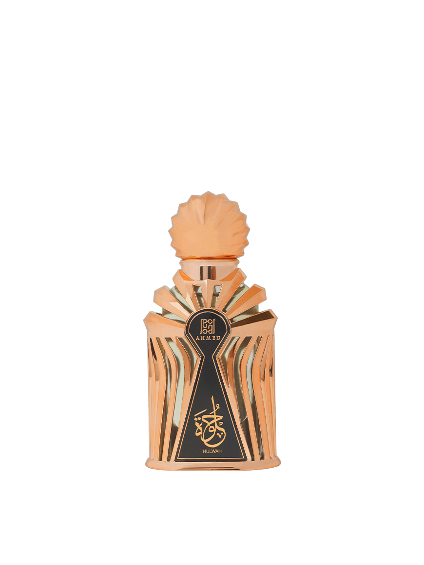 Ahmed Al Maghribi Hulwah concentrated perfume oil in a 15ml bottle, featuring elegant packaging for men and women.