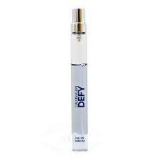Miniature Calvin Klein Defy Eau De Toilette 10ml bottle for men, showcasing the sleek glass design and black cap.