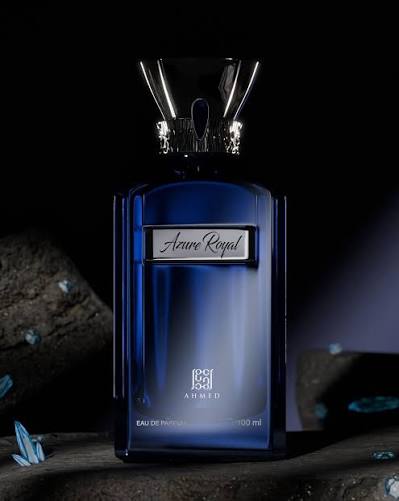 Ahmed Al Maghribi Azure Royal Eau de Parfum 100ml for men and women, elegant bottle with a sleek design and blue accents.