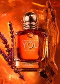 Armani Stronger With You Intensely Eau De Parfum for Men bottle with dark packaging and elegant design.