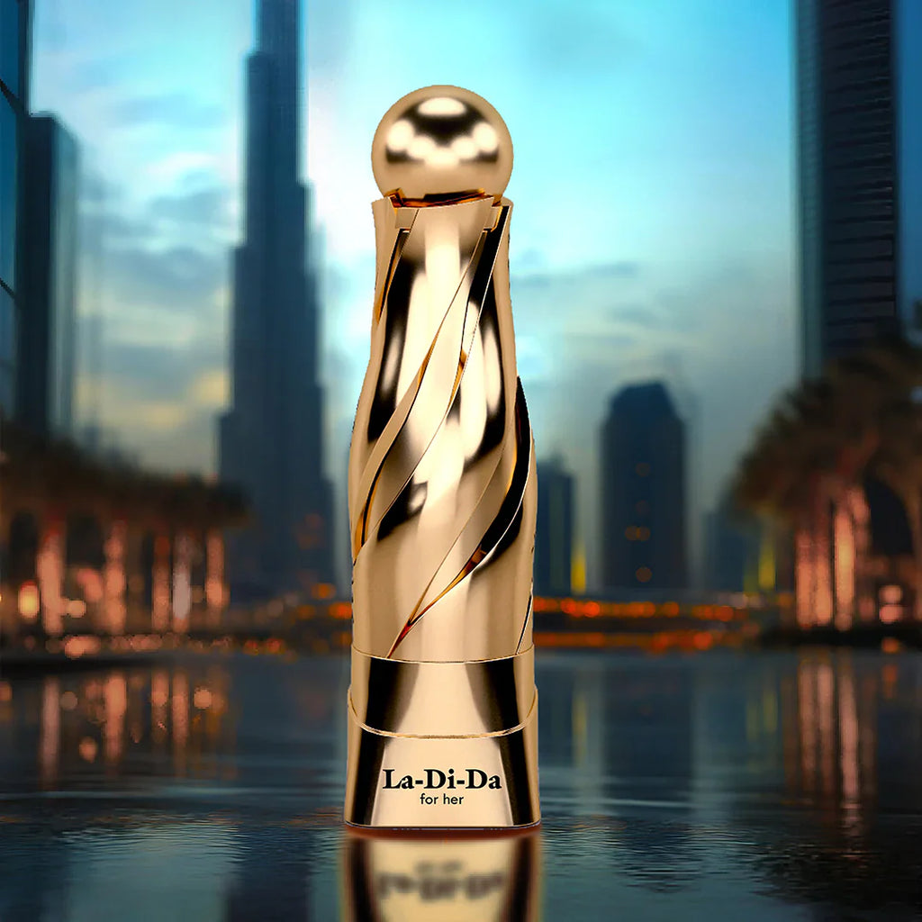 Arabiyat Prestige La Di Da Eau De Parfum 100ml for women, featuring elegant glass bottle with floral and fruity scent notes.
