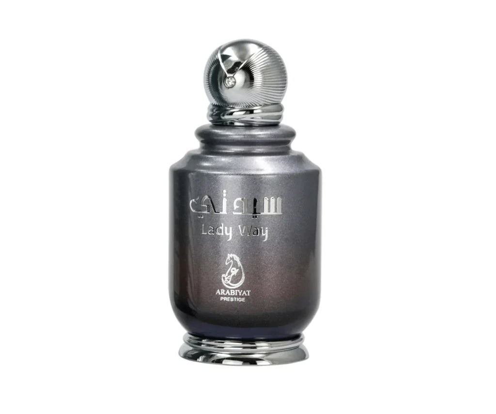 Arabiyat Prestige Lady Way Eau De Parfum 100ml bottle for women, elegant perfume with a sleek design and floral scent.