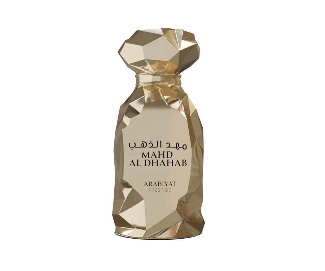 Arabiyat Prestige Mahd Al Dhahab Eau De Parfum bottle by Rini Deals, elegant 100ml perfume for men and women.