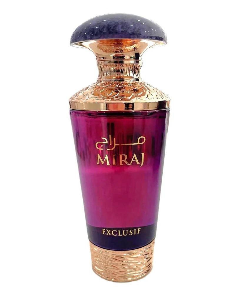 Fragrance World Miraj Exclusif Eau de Parfum for women in a 100ml bottle, featuring elegant packaging and a luxurious scent.