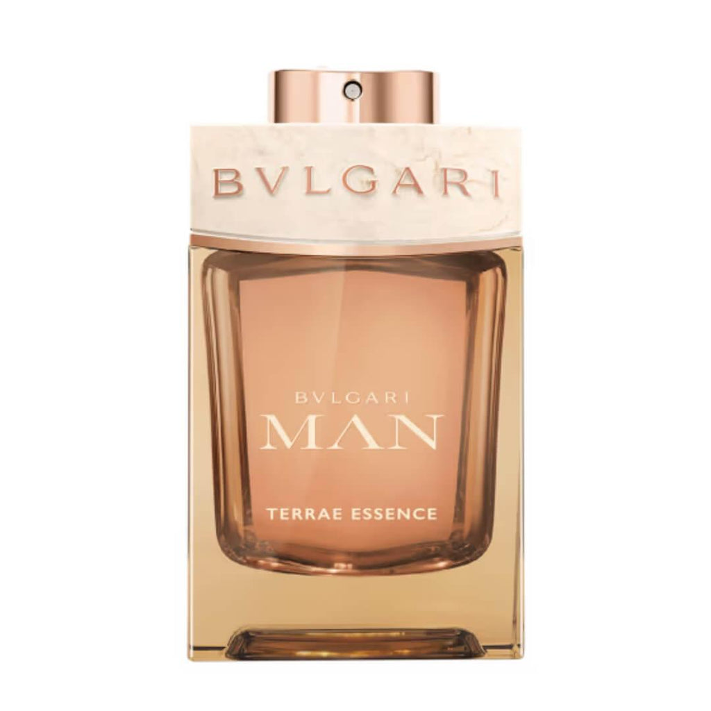 Tester Bvlgari Man Terrae Essence Eau De Parfum 100ml bottle shown, featuring sleek design and elegant branding on the label.