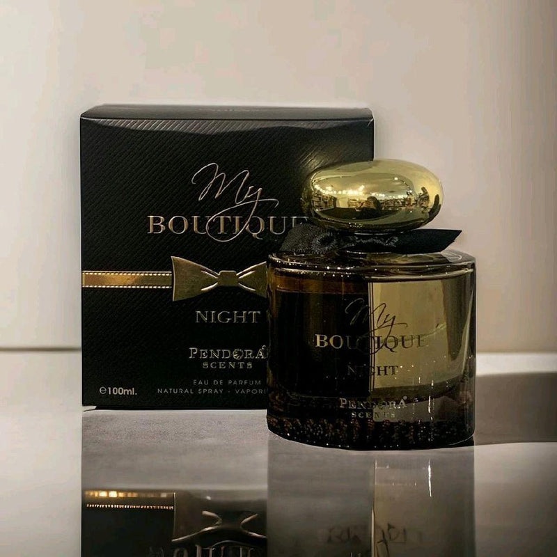 Pendora Cents My Boutique Night Eau de Parfum 100ml for women, showcasing the elegant perfume bottle and packaging.