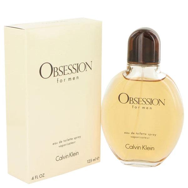 Calvin Klein Obsession For Men Eau De Toilette 125ml bottle, with dark fragrance liquid and sleek packaging.