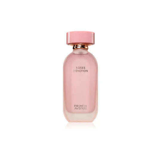 French Avenue Roses D'Emotion Eau de Parfum bottle with floral rose design, elegant packaging for women.