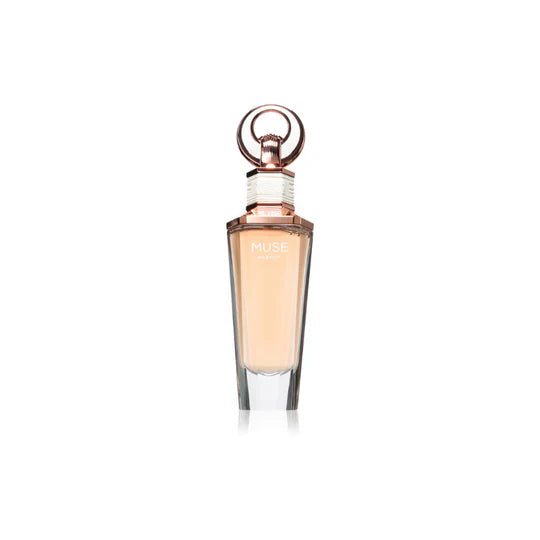 French Avenue Muse women’s perfume bottle with elegant design and floral accents, showcasing the French Avenue fragrance.