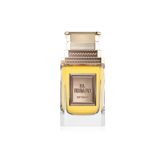 French Avenue El Dorado unisex parfum bottle with elegant gold cap and sleek glass design.