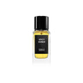 French Avenue Spicy Amber Eau de Parfum for Unisex, elegant glass bottle with amber-colored fragrance liquid.