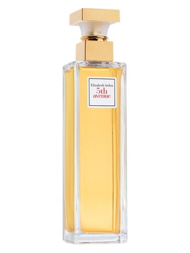 Elizabeth Arden 5th Avenue Eau de Parfum bottle for women, featuring a sleek glass design and elegant gold accents.