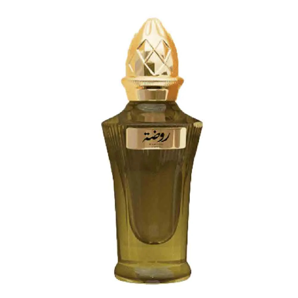 Ahmed Al Maghribi Rawdha Eau de Parfum 50ml bottle for men and women, sleek design with a clear glass fragrance bottle.