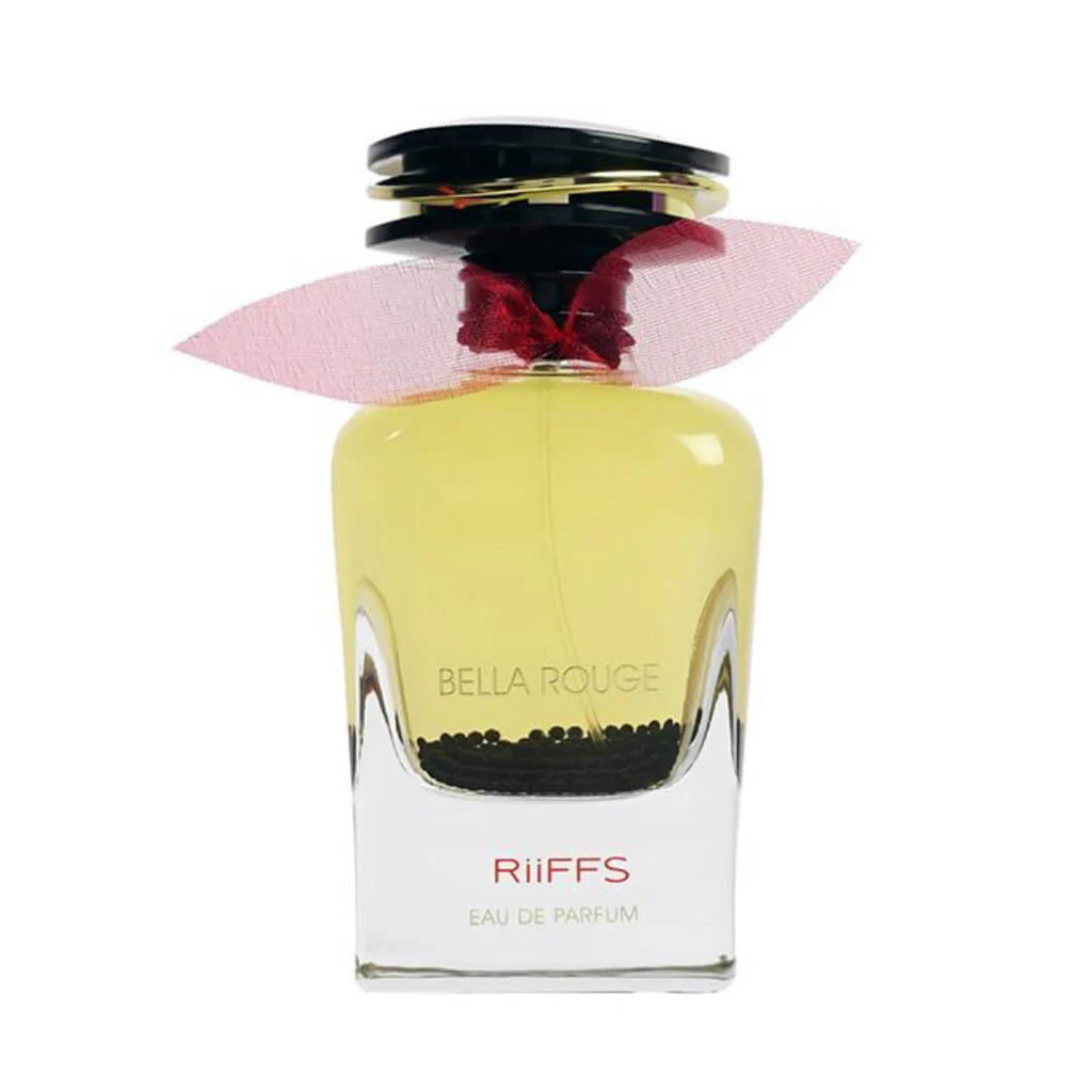 RIIFFS Bella Rouge Eau De Parfum 100ml bottle for women with elegant pink and gold packaging, showcasing the fragrance design.