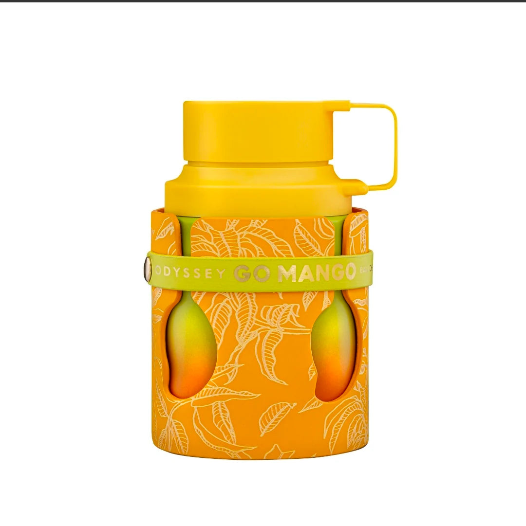 Armaf Odyssey Go Mango Eau de Parfum 100ml bottle with a sleek design, suitable for both men and women.