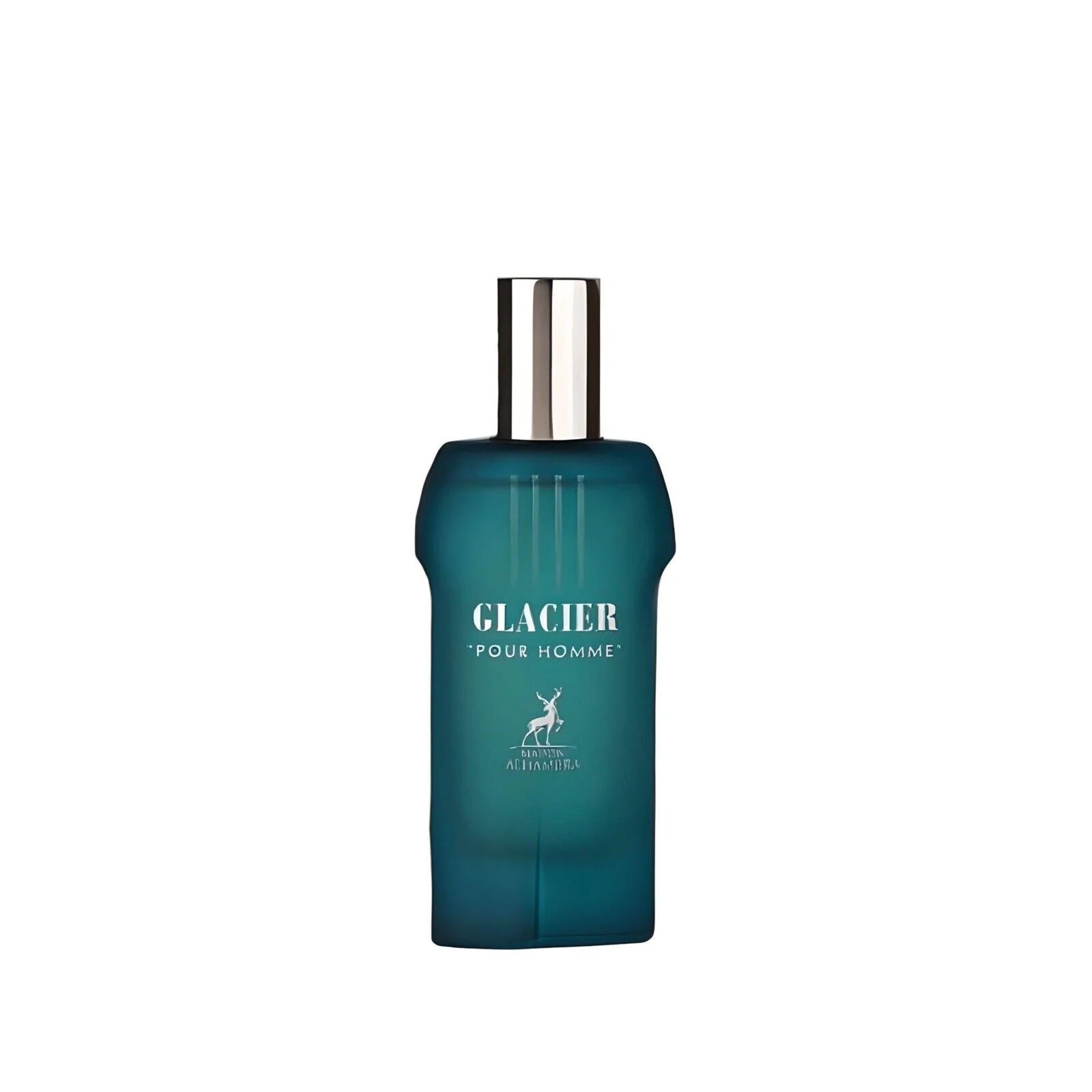 Maison Alhambra Glacier Pour Homme Eau De Parfum 100ml bottle with sleek design for men, featuring a frosted glass finish.