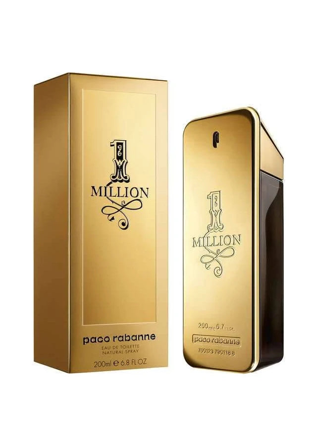 Paco Rabanne 1 Million Eau De Toilette for Men bottle with gold accents, showcasing the luxury fragrance design.