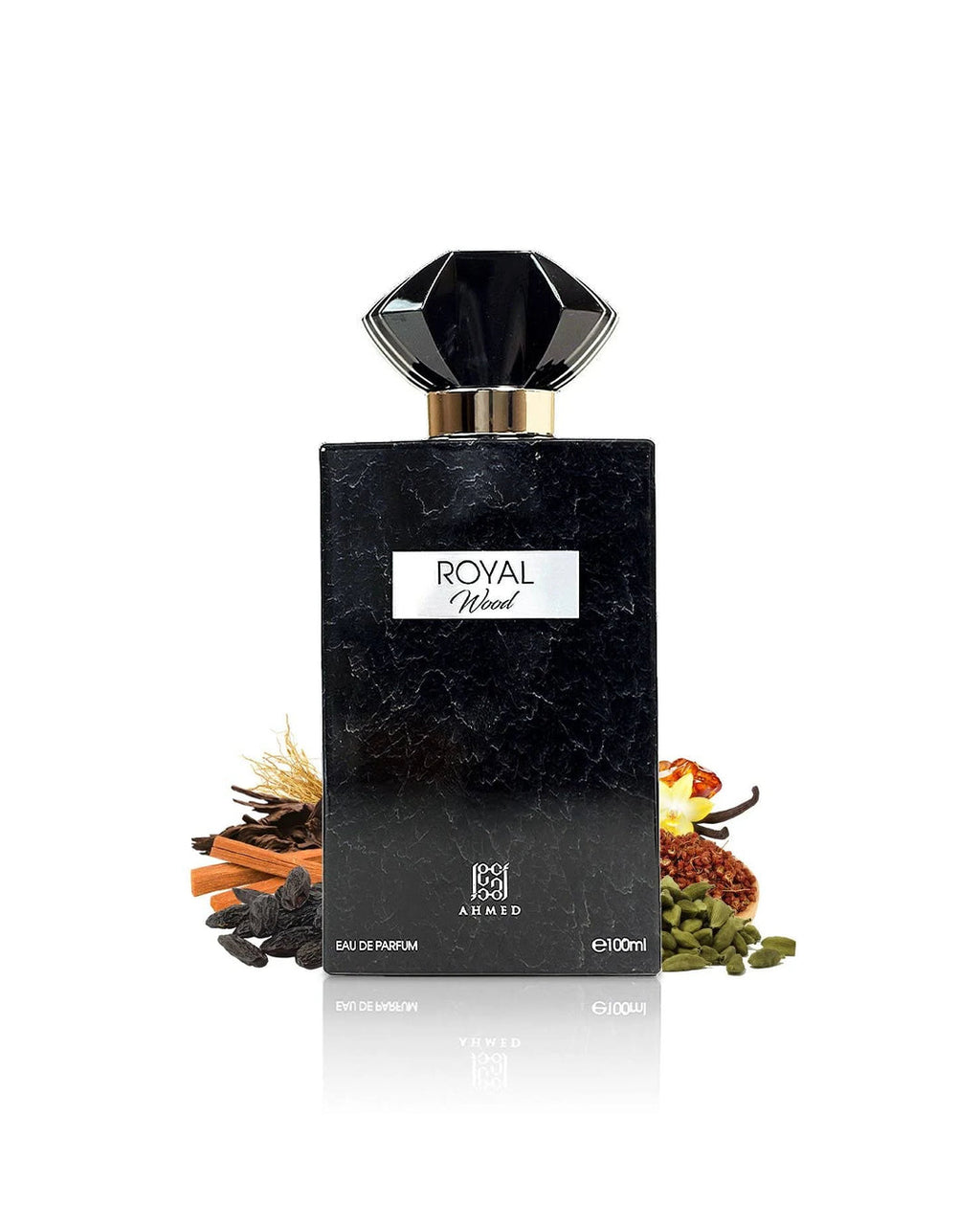 Ahmed Al Maghribi Royal Wood Eau de Parfum 100ml for men and women, with elegant bottle and luxurious fragrance design.