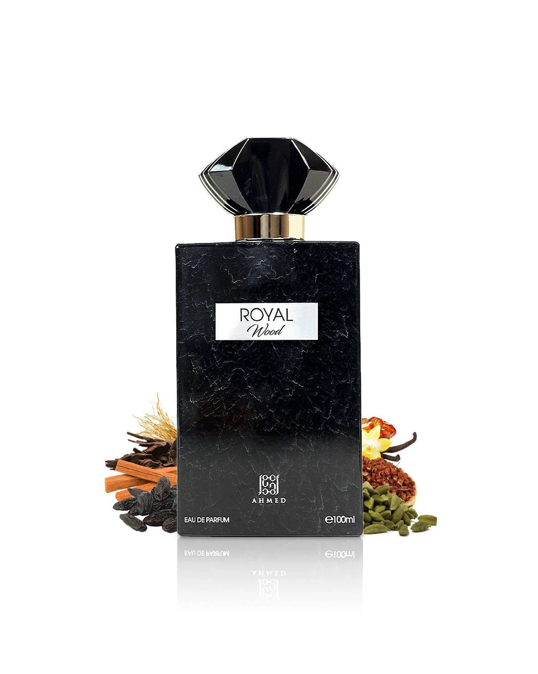 Ahmed Al Maghribi Royal Wood Eau de Parfum 100ml for men and women, with elegant bottle and luxurious fragrance design.
