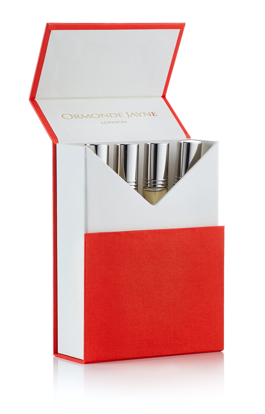 Ormonde Jayne Ta'if unisex perfume set featuring four 10ml bottles with floral fragrance and elegant packaging.