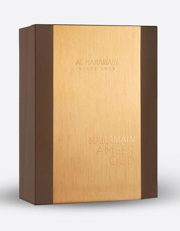 Al Haramain Amber Oudh Gold Edition Eau de Parfum for men and women, 60ml bottle with gold accents and amber fragrance.