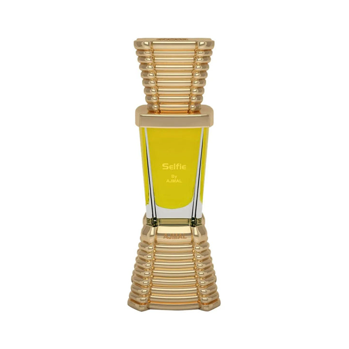 Ajmal Selfie concentrated perfume oil for men and women, featuring a sleek bottle and elegant design.