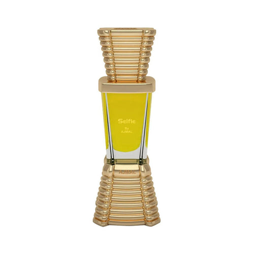 Ajmal Selfie concentrated perfume oil for men and women, featuring a sleek bottle and elegant design.