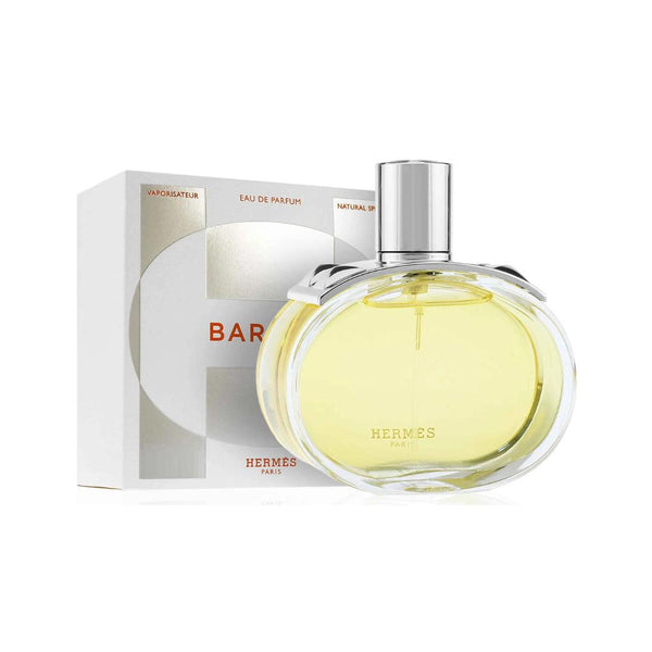 Miniature Hermès Barénia Eau de Parfum for Women, small bottle, elegant glass container with Hermès branding and a minimalist design.