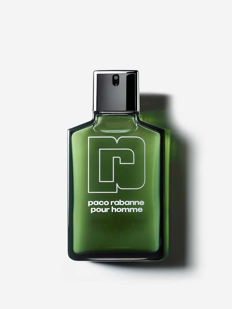 Paco Rabanne Pour Homme Eau De Toilette 100ml tester bottle for men, featuring sleek glass design and silver cap.